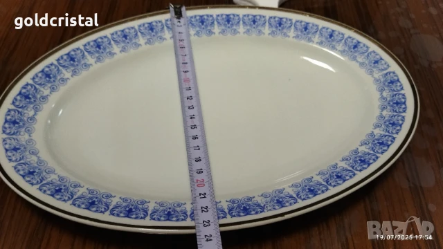 Стар български порцелан плато елипса , снимка 2 - Антикварни и старинни предмети - 17136675