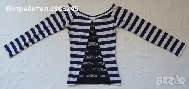 Блуза на райета с дантела, снимка 2 - Блузи - 54346012