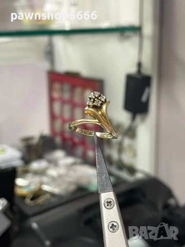 Златен пръстен 14 карата с брилянти 0,12 tcw, снимка 10 - Пръстени - 52202121