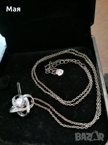 Ново сребърно колие с висулка с камъни цирконий, снимка 4 - Колиета, медальони, синджири - 32180135