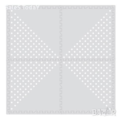 Килим Подов пъзел, Сив на бели точки, 61.5x61.5x0.9cm, 4 бр., EVA пяна, снимка 1 - Килими - 42820488