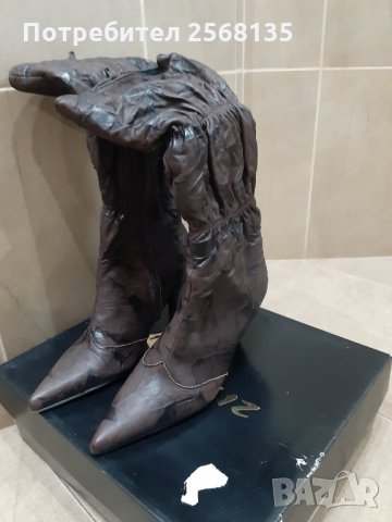 Ботуши ЕСТЕСТВЕНА Кожа с ефекти "Ingiliz Shoes" НОВИ с красив намачкан ефект,№36, снимка 3 - Дамски ботуши - 35525121