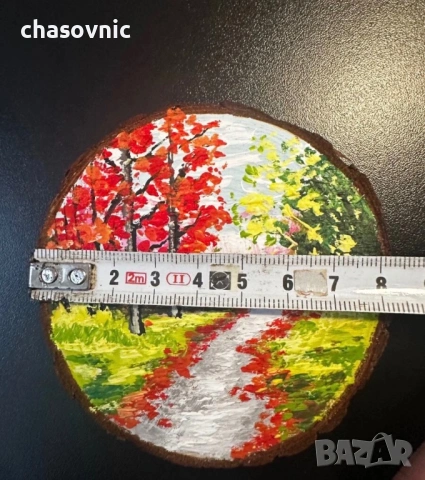 Картина ръчно рисувана върху дърво и отзад магнит сувенир , снимка 9 - Други ценни предмети - 54156858