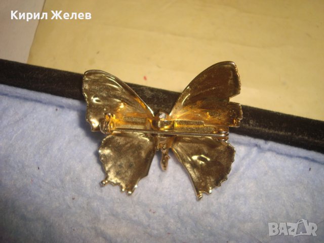 ПОЗЛАТЕНА ПЕПЕРУДА БРОНЗОВА ЕФИРНА АР НУВО БРОШКА МНОГО КРАСИВО ВИНТИДЖ БИЖУ 73981, снимка 4 - Антикварни и старинни предмети - 37792883