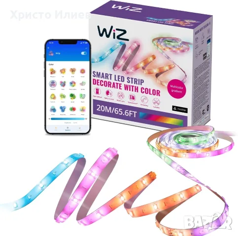 WiZ LED светлинна лента e 20метра RGBIC Smart Lightstrip 16млн цвята и бели тонове