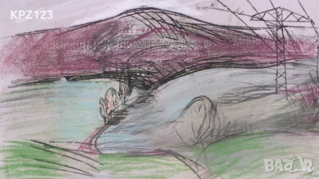 КАРТИНА ПЕЙЗАЖ креда-пастел / МАРИЯ МЕЖДУРЕЧКА, снимка 2 - Картини - 29109554