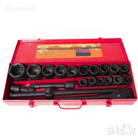 Професионално гедоре 21 части KraftWorld – ударни вложки до 50 мм + метална кутия, снимка 2 - Гедорета - 51465300