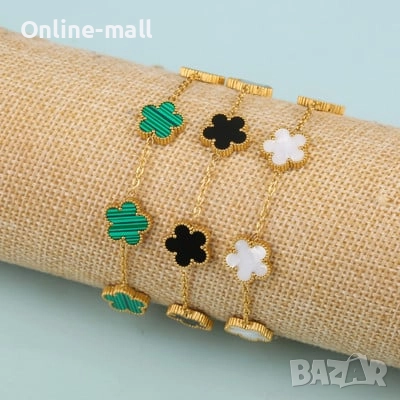 Гривна с детелини Van Cleef, Гривна Alhambra детелина от стомана, снимка 5 - Гривни - 52324589