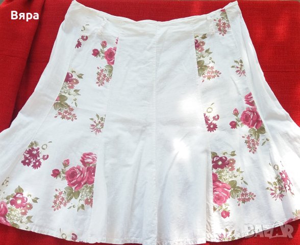 Памучна Пола с флорални мотиви - разкроена, снимка 7 - Поли - 36613182