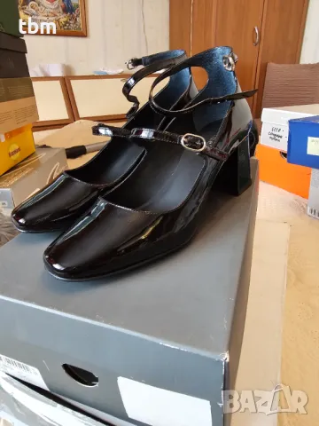 Обувки Minelli, естествена кожа, черен лак, снимка 4 - Дамски обувки на ток - 48432747