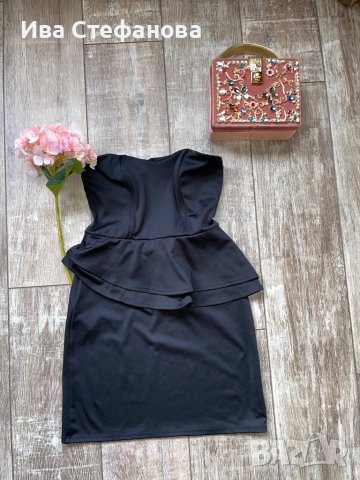 Страхотна пеплум черна еластична официална вечерна къса коктейлна рокля , снимка 17 - Рокли - 35788836