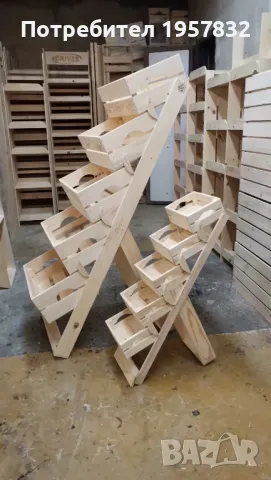 Дървен стелаж с 3 касетки подходящ за магазини и заведения, снимка 4 - Оборудване за магазин - 48841059