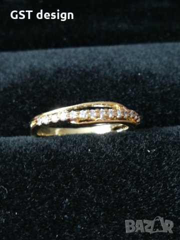 Красив Пръстен 925 сребро с 14к.позлата и 0.20 карата D/VVS1 Диамант/топаз , снимка 9 - Пръстени - 34144948