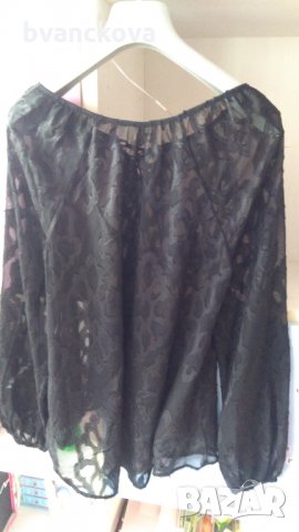 Ефирна черна блуза, снимка 2 - Блузи с дълъг ръкав и пуловери - 34881665