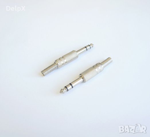 Букса за кабел метална STEREO 6,3mm JACK(м), снимка 1 - Друга електроника - 42603121