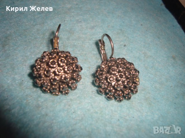 ПОСРЕБРЕНИ ФЛОРАЛНИ СКЪПОЦЕННИ АР НУВО ОБЕЦИ с МНОГО ФАСЕТИРАНИ МАРКАЗИТИ 26783, снимка 7 - Обеци - 34999413