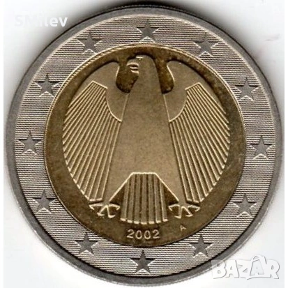 РЯДКО!!! 2 евро 2002 г. - Германия, със знак "А"