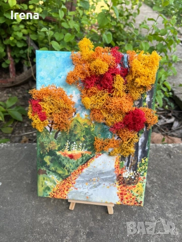 Картини рисувани с акрилни бои и скандинавски мъх .Цена 65лв, снимка 4 - Картини - 51698933