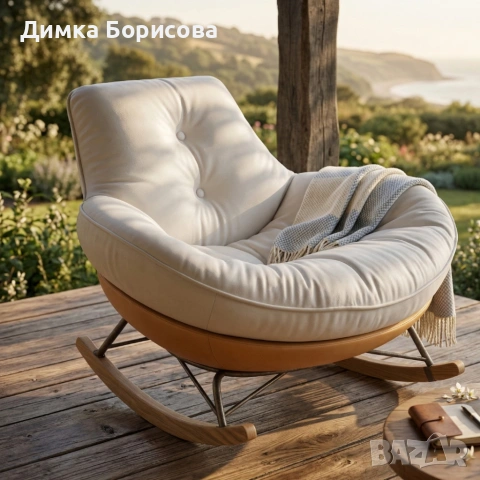 Елегантен люлеещ се стол с удобна възглавница за максимален комфорт, снимка 3 - Столове - 53974107