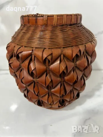 Ръчно изработена ваза от остъргани ленти от ценно дърво от Африка, снимка 8 - Антикварни и старинни предмети - 49605756