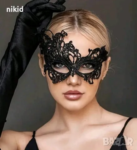 02 домино различни очи бяла черна маска дантела за лице очи маскарад парти бал, снимка 3 - Други - 28405495