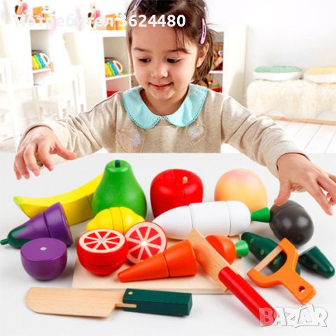 Дървени зеленчуци за рязане с магнит 3542, снимка 2 - Други - 40702531