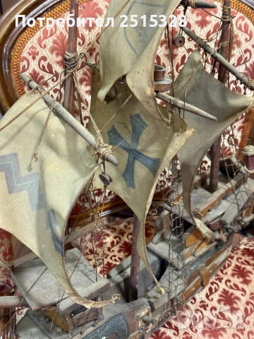 голям стар макет на кораб, снимка 4 - Антикварни и старинни предмети - 54026144