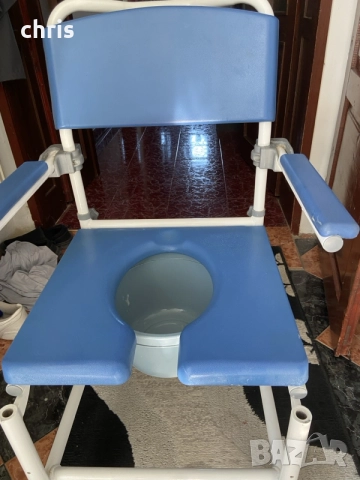 as new toilet shower chair. aluminium very light to push.  very strong 