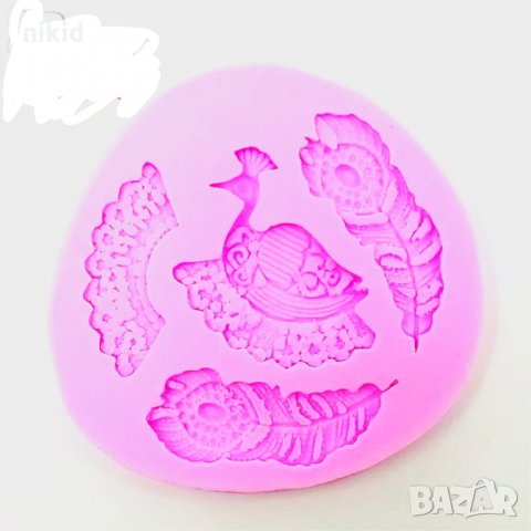 Паун и пера перо силиконов молд форма за декорация торта фондан шоколад и др, снимка 2 - Форми - 19087873