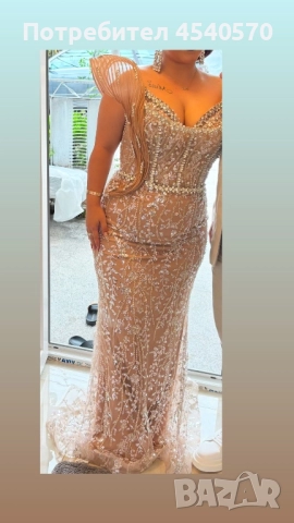 Рокля в бежов цвят с камъни косовски модел !!, снимка 1