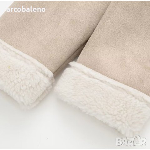 Дамско кожено двустранно яке с цип с цветен блок и топло свободно палто с ревер, снимка 12 - Якета - 44308433