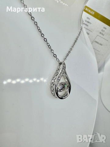 Сребърно колие с мойсанит (диамант) 1 карат , снимка 5 - Колиета, медальони, синджири - 51941708