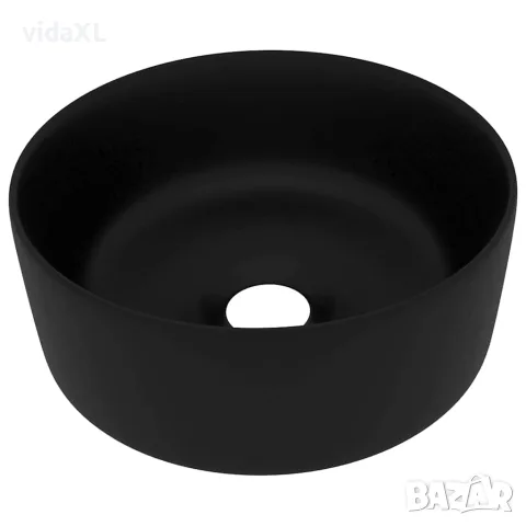 vidaXL Луксозна кръгла мивка, матово черна, 40x15 см, керамика