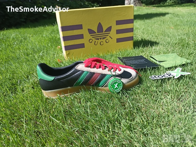 Обувки Adidas x Gucci Gazelle Black Green Red, снимка 4 - Маратонки - 51963401