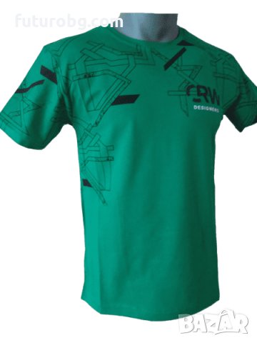 Зелена тениска с черна щампа отпред, снимка 2 - Тениски - 42043626