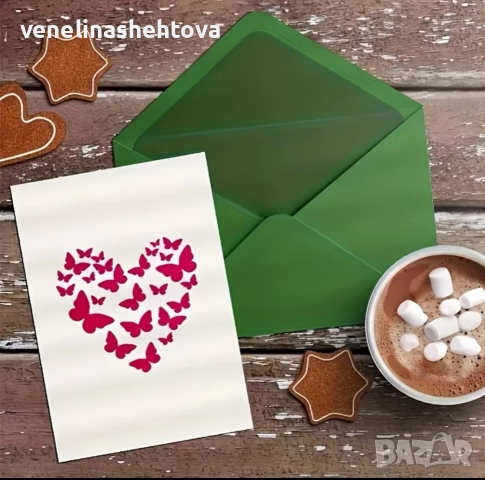 Различни модели сърца сърце с пеперуди шаблон стенсил декорация торта скрапбукинг , снимка 3 - Други - 52770101