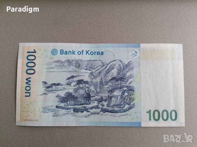 Банкнота - Южна Корея - 1000 вона UNC | 2007г., снимка 2 - Нумизматика и бонистика - 40139369
