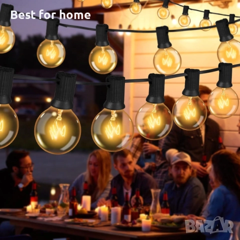 Външни светлинни гирлянди с крушки G40-2800m 25 крушки за градина IP44 водоустойчиви