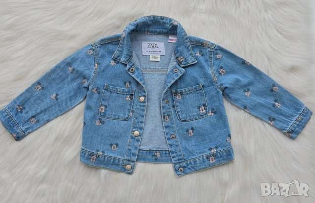 Детско дънково яке ZARA Мики Маус 12-18 месеца, снимка 2 - Бебешки якета и елеци - 52489602