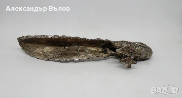 Стара Фигурка Паун Метална Декорация, снимка 10 - Декорация за дома - 53200855