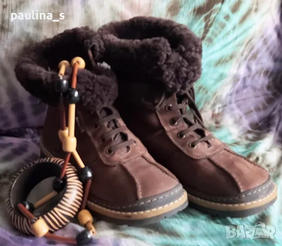 "Bama" shoes / Дамски боти тип кубинки от естествен набук и каракул за салона , снимка 2 - Дамски боти - 48174234