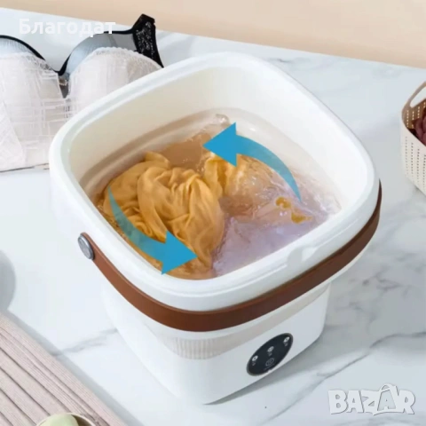 Мини сгъваема пералня с центрофуга – Компактна, мощна и идеална за всеки дом или пътуване - 12 литра, снимка 4 - Перални - 54097111