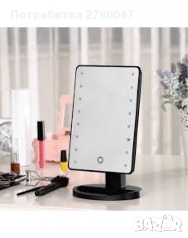 Огледало за грим с LED светлини, правоъгълна форма, снимка 3 - Декоративна козметика - 30067655