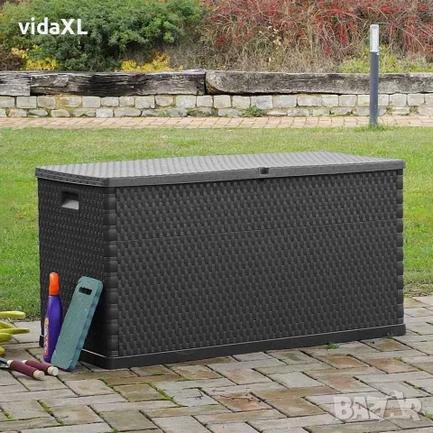 vidaXL Градински сандък за съхранение антрацит 120x56x63 см PP ратан, снимка 3 - Ракли - 56147654