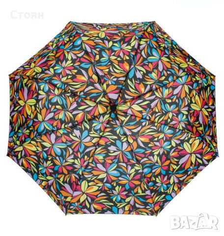Aвтоматичен чадър за дъжд с цветни цветя 30,5 см, снимка 1 - Други - 42877636