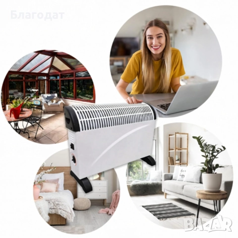 Електрически конвектор 2000 W с термостат – Енергийно ефективен и тих отоплител за всяко помещение, снимка 5 - Отоплителни печки - 52827294