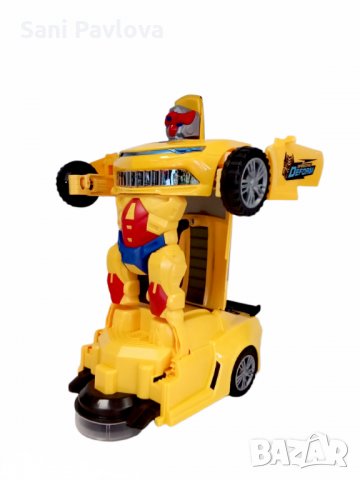 Трансформираща кола със звук и светлина, жълта, снимка 3 - Коли, камиони, мотори, писти - 35273309