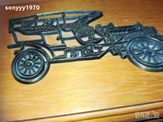 дървена кутия с метална кола-внос франция 19х12х5см, снимка 6 - Колекции - 30194463