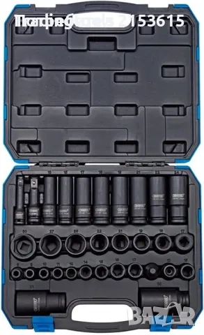 Draper 3/8" и 1/2" 32части качествени черни ударни гаражни къси дълги камъни вложки 