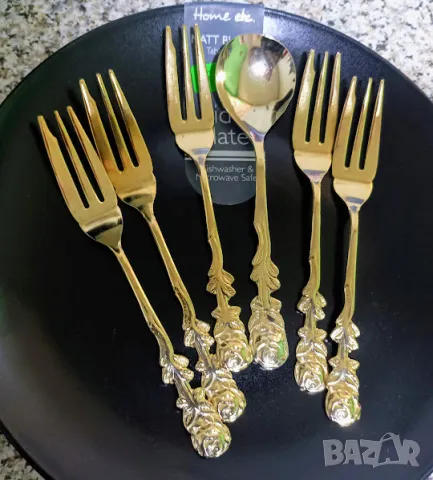 Хилдесхайм рози Позлатени десертни прибори – вилички и лъжички за кафе и чай, снимка 3 - Прибори за хранене, готвене и сервиране - 49119228
